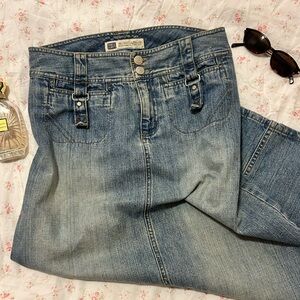 Maxi denim skirt trendy vintage faded glory Y2K